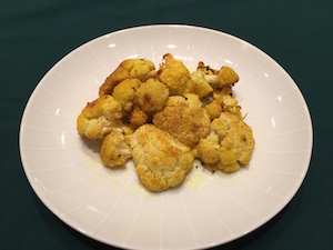 Roasted cauliflower with garlic, ginger and turmeric