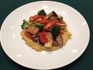 Vegan Roasted Veggies & Tofu over Polenta