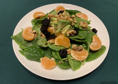 Spinach, mandarin, avocado salad